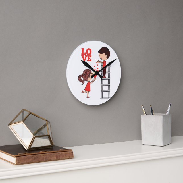Paar Liebe Rote Herzen Uhr (Büro)