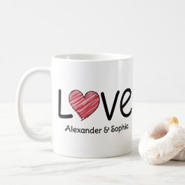 Paar-Liebe-Skizze Herz Modern Schwarz & Rot Kaffeetasse