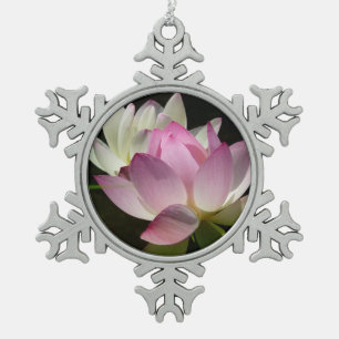 Paar Lotusblumen II Schneeflocken Zinn-Ornament
