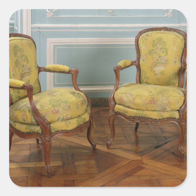 Paar Louis XV Sessel, 1723-74 Quadratischer Aufkleber (Vorderseite)
