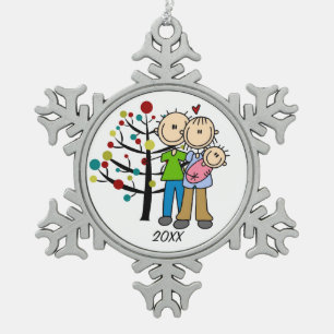 Paar mit Baby Girl Snowflake Ornament