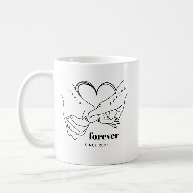 Paar mit dem Namen Custom Anniversary Geschenk Ide Kaffeetasse (Links)