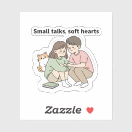 Paar mit Haustier – Small Talks Soft Hearts Design Aufkleber