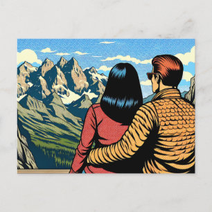 Paar mit Landschaftlicher Aussicht Postkarte