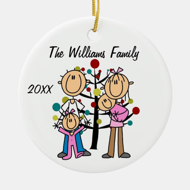 Paar mit Mädchen, Baby Girl Custom Keramik Ornament (Vorne)