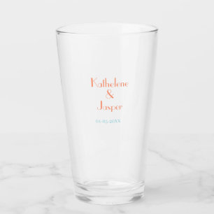 PAAR NAME PFIRSICH GRÜN DATUM HOCHZEIT ROMANTISCH GLAS