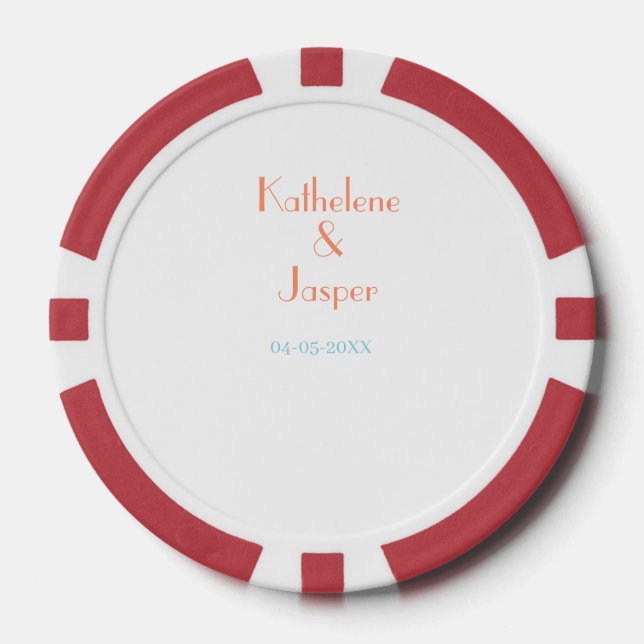 PAAR NAME PFIRSICH GRÜN DATUM HOCHZEIT ROMANTISCH  POKERCHIPS (Vorderseite)