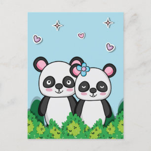 Paar Pandas Postkarte