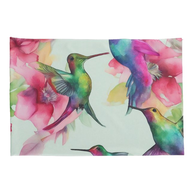 Paar Pillow Hüllen Floral Humming Bird Kissenbezug (Rückseite-Rechts)