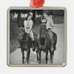 Paar-Reitpferde Silbernes Ornament