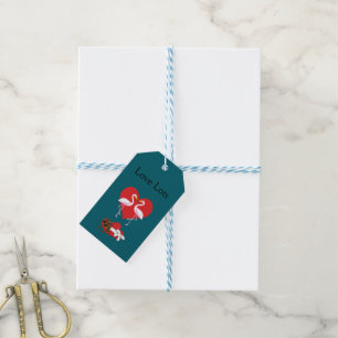 Paar Rosa Flamingo und eine Schachtel Pralinen Geschenkanhänger