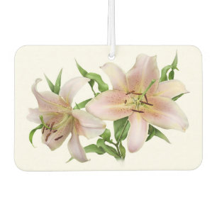Paar rosa Lilien Botanische Kunst individuell ange Autolufterfrischer