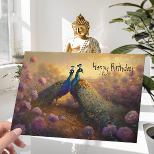 Paar schöne Pfauen Geburtstagskarte Karte