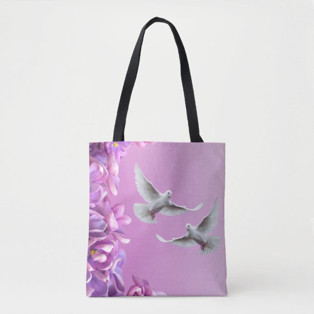 Paar schöne weiße Tauben Tasche (Vorderseite)