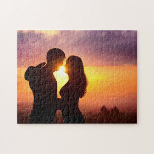 Paar-Silhouette am Sonnenuntergang