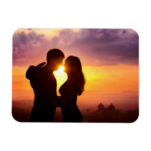 Paar-Silhouette am Sonnenuntergang Magnet