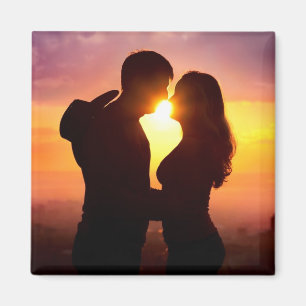 Paar-Silhouette am Sonnenuntergang Magnet