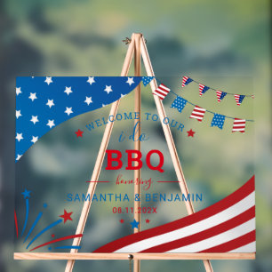 Paar Sommer BBQ USA Brautparty Willkommen Acrylschild