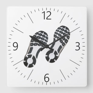Paar sportlicher Shoesprint Quadratische Wanduhr