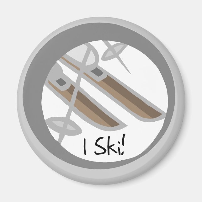 Paar T - Shirt und Geschenke Ski I Magnet (Vorne)