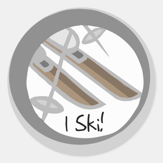 Paar T - Shirt und Geschenke Ski I Runder Aufkleber (Vorderseite)