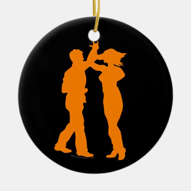 Paar-Tanz-Drehbeschleunigungs-Tanzen-Silhouette Keramikornament (Vorne)