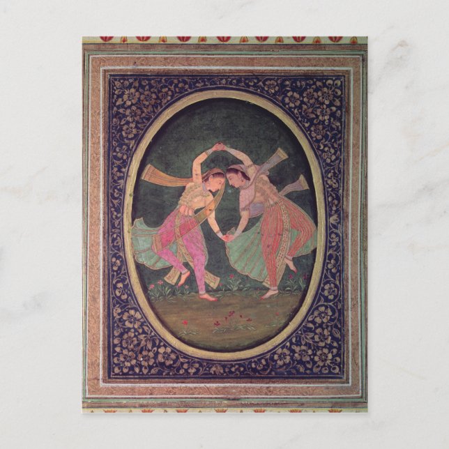 Paar tanzende Mädchen darstellend Kathak Postkarte (Vorderseite)