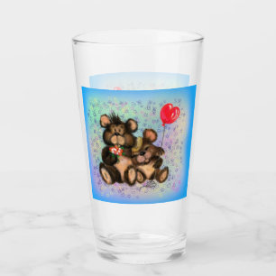 Paar-Teddy mit Herzballon-Glas Glas