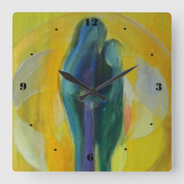 Paar-Umarmungs-Liebevalentine-Quadrat-Wand-Uhr Quadratische Wanduhr