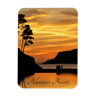Paar und Hund romantischer Strand Küste Sonnenunte Magnet
