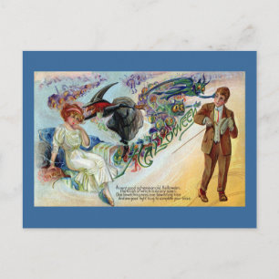 Paar verhext an Halloween Vintage Postkarte