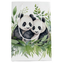 Paar von Pandas in Bambus-Blätter