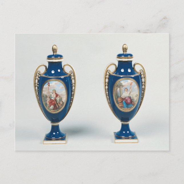 Paar von Sevres Vasen mit allegorischen Postkarte (Vorderseite)