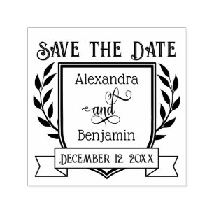 Paar-Wappen-Band Botanisch Save the Date #2 Permastempel