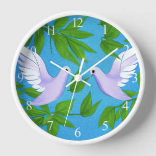 Paar weiße Tauben Uhr