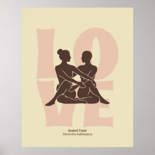 Paar-Yoga-Pose-Druck Matisse-Stil-Wandkunst Poster