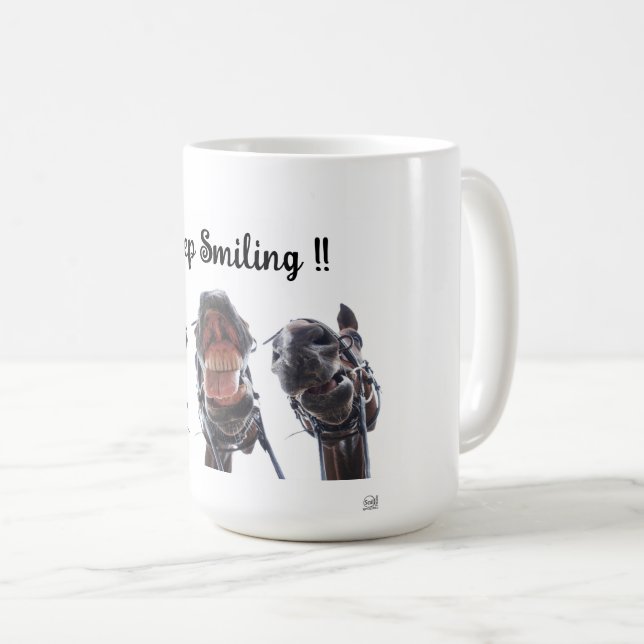 Paarden in de mond gekeken. 3 paarden lachend. kaffeetasse (VorderseiteRechts)
