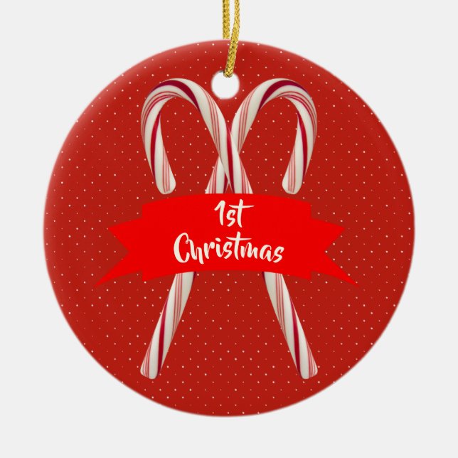 Paare 1. Weihnachtscanes Namen Keramik Ornament (Vorne)