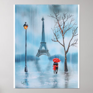 Paare am Eiffelturm-Paris-Malerei Plakat