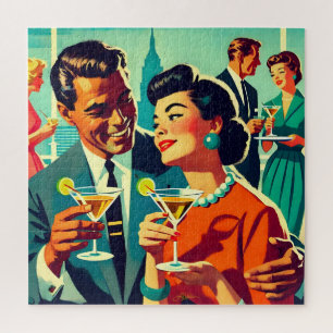 Paare auf einer Cocktailparty im Stil der Mitte de