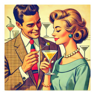 Paare auf einer Cocktailparty im Stil der Mitte de Fotodruck