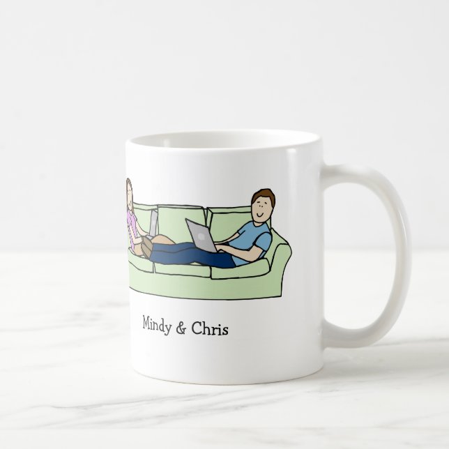 Paare auf personalisierter Cartoon-Tasse der Kaffeetasse (Rechts)