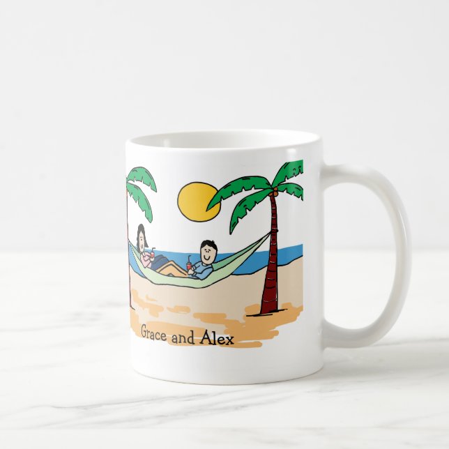 Paare auf personalisierter Cartoon-Tasse der Kaffeetasse (Rechts)