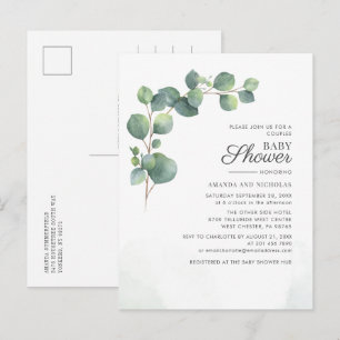 Paare Baby Duwer Greenery Eukalyptus Botanical Einladungspostkarte