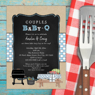 Paare Baby Q, GRILLEN Baby Dusche Einladung