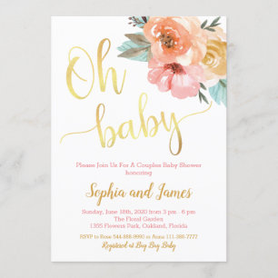 Paare Babydusche Einladung, Floral Baby Dusche Einladung