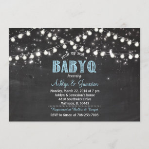 Paare BabyQ GRILLEN Baby Blue Duschlampe Einladung