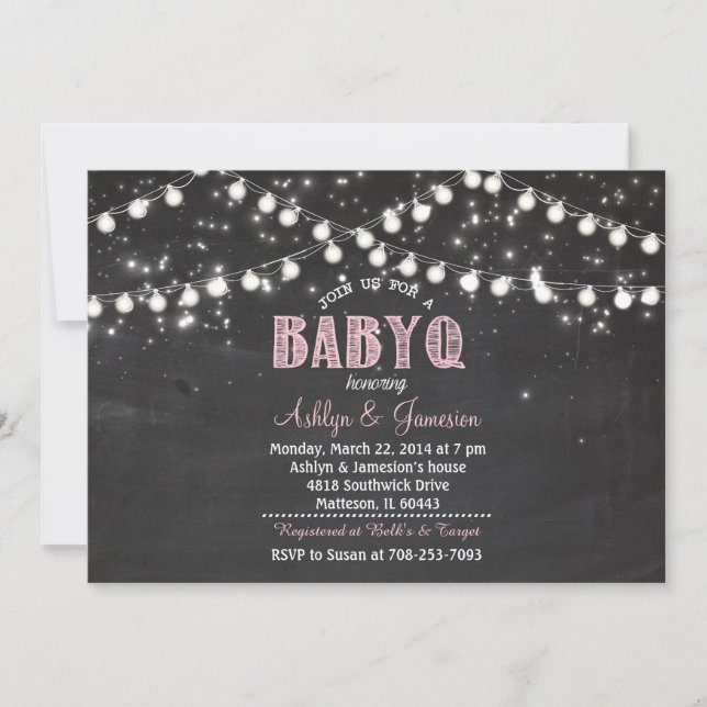 Paare BabyQ GRILLEN Baby Shower LightsEinladung Einladung (Vorderseite)