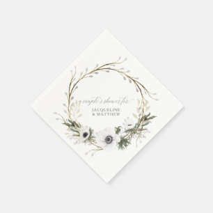 Paare Brautparty Blumenreath Anemone Rustikal Serviette