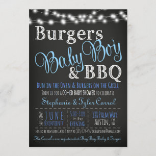 Paare Coed Burger Baby Boy GRILLEN Einladung